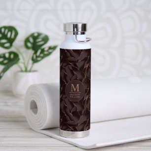 Chocolatebraun- und Roségold-Abstraktwellenmuster Trinkflasche