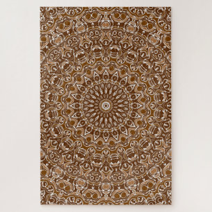 Chocolatebraun-weißes Mandala-Muster Puzzle