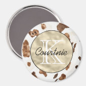 Chocolatebraune Creme-Tier Gold-Monogramm      Magnet (Vorderseite/Rückseite)
