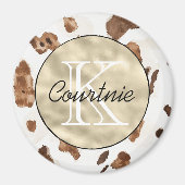 Chocolatebraune Creme-Tier Gold-Monogramm      Magnet (Vorne)