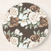 Chocolatebraune Cremeblumen Getränkeuntersetzer (Vorne)