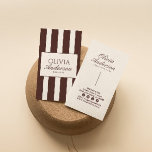 Chocolatebrauner Luxus-Altes-Geld-Gestreifter QR-C Visitenkarte