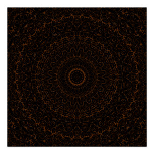 Chocolatebrauner Mandala mit komplizierter Symmetr Poster