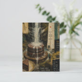 Chocolatekuchen-Wasserfall Surreal Mixed Media Postkarte (Stehend Vorderseite)