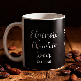 Chocolateliebhaber White Script Personalisierter N Kaffeetasse