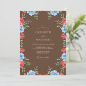 Chocolaterote Blütenhochzeit Einladung (Stehend Vorderseite)