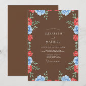 Chocolaterote Blütenhochzeit Einladung (Vorne/Hinten)