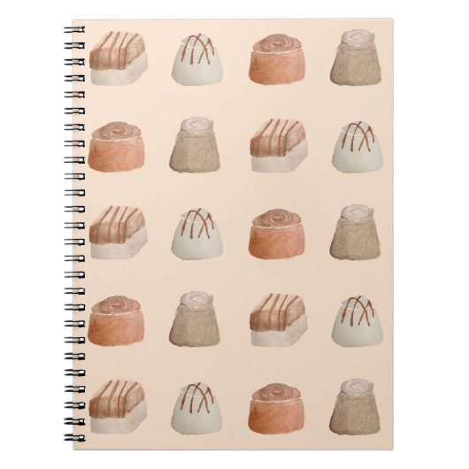 Chocolates Watercolor Pattern Notebook Notizblock (Vorderseite)