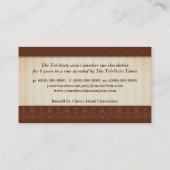 Chocolatier Anzeigen-Zähler-Visitenkarte Visitenkarte (Rückseite)