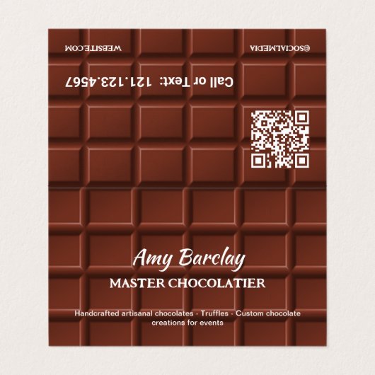 Chocolatier Custom QR Visitenkarten (Außenseite Aufgefaltet)