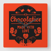 Chocolatier Maker Quadratische Wanduhr (Vorderseite)