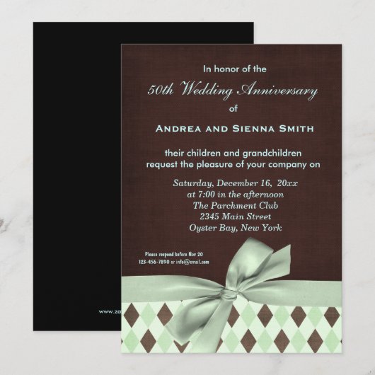 ChocoMint Hochzeitstag Einladung (Vorne/Hinten)