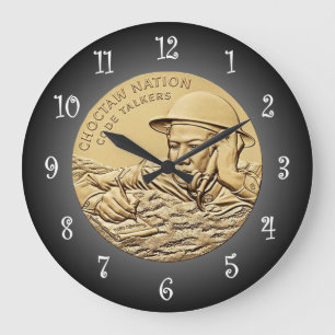 Choctaw Code Talkers Bronze Medaille ~ Große Wanduhr