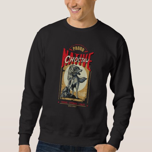 Choctaw Native American Indian Geborener Wolf-Geis Sweatshirt (Vorderseite)