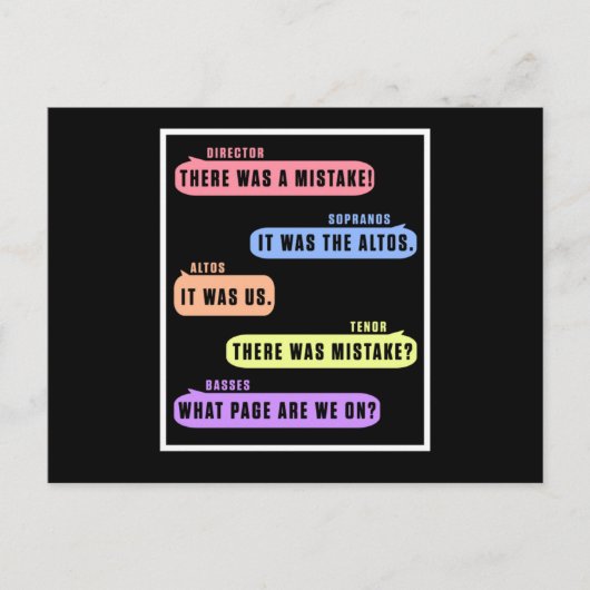 Choir Director Tenor Soprano Altos Basses Chorus G Postkarte (Vorderseite)