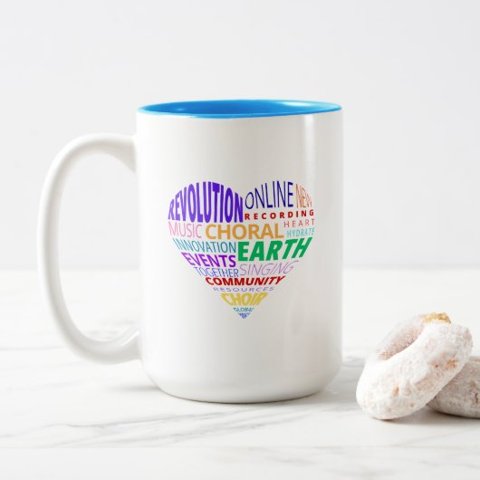 Choir of the Earth Word Cloud Zweifarbige Tasse (Mit Donut)