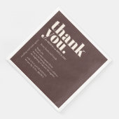 Cholate Brown Thank Minimalist Decor Wedding Serviette (Ecke)
