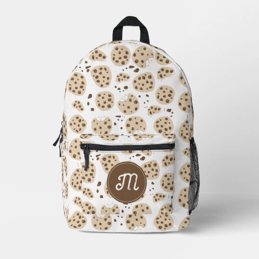 Cholate Chip Cookies Muster Monogram School Bedruckter Rucksack (Vorderseite)