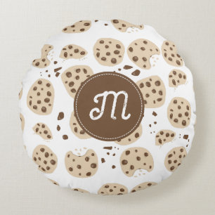 Cholate Chip Cookies Muster Monogramm Rundes Kissen