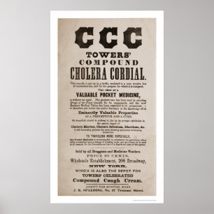 Cholera Medicine Broadside Print 1870 Poster