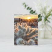 Chollas Cactus Sunrise Postkarte (Stehend Vorderseite)