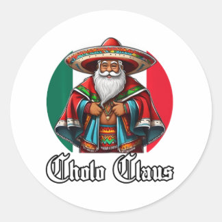 Cholo Christmas - Cholo Claus - Funny Mexican Sant Runder Aufkleber