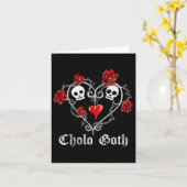 Cholo Goth Heart Skull Rose Thorns Gothic Tattoo Karte (Gelbe Blume)