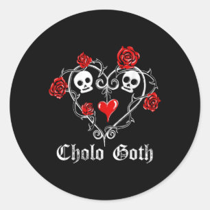 Cholo Goth Heart Skull Rose Thorns Gothic Tattoo Runder Aufkleber