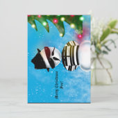 Cholo Snowman FoChristmas Tree Lights Snow Einladung (Stehend Vorderseite)