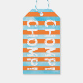 Chomp Chomp Hai Thema Geburtstag Junge gestreifte Geschenkanhänger (Rückseite)