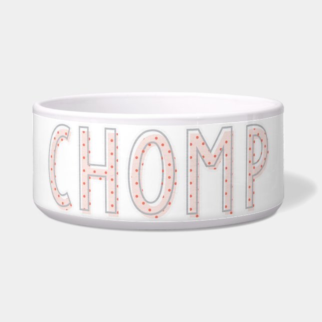 Chomp Pink Dots Keramik Pet Bowl Napf (Vorderseite)