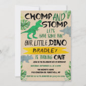Chomp & Stomp! Dinosaur Boys 1. Geburtstag Einladung (Vorderseite)