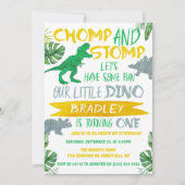 Chomp & Stomp! Dinosaur Boys 1. Geburtstag Einladung (Vorderseite)