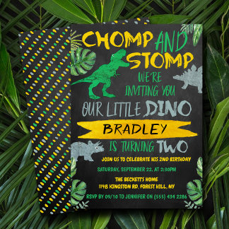 Chomp & Stomp! Dinosaurier Boys 2. Geburtstag Einladung