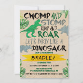 Chomp & Stomp! Dinosaurier Jungen jeden Alters zum Einladung (Vorderseite)