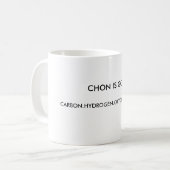 CHON IST GOTT, CARBON.HYDROGEN.OXYGEN.NITROGEN. KAFFEETASSE (Vorderseite Links)