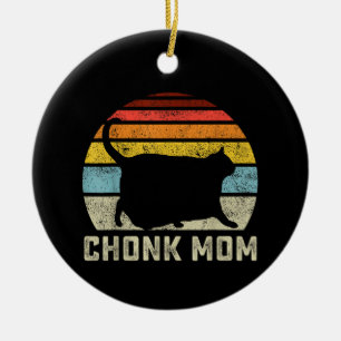 Chonk Cat Mom Waage Meme Lustiger Retro-Stil Mutti Keramik Ornament
