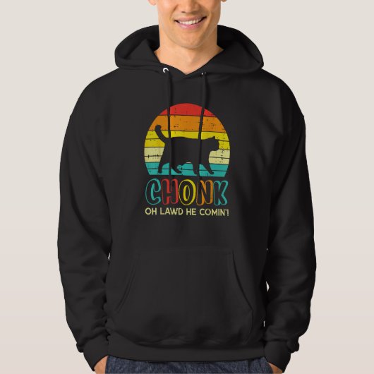 Chonk Fat Cat Meme Sunset Black Kitten Men Women Hoodie (Vorderseite)
