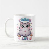 CHONK LIFE CAT - Kawaii Style Cat Design Kaffeetasse (Links)