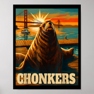 Chonkers Lustige Seelöwenschule Sommer-Modus Stran Poster