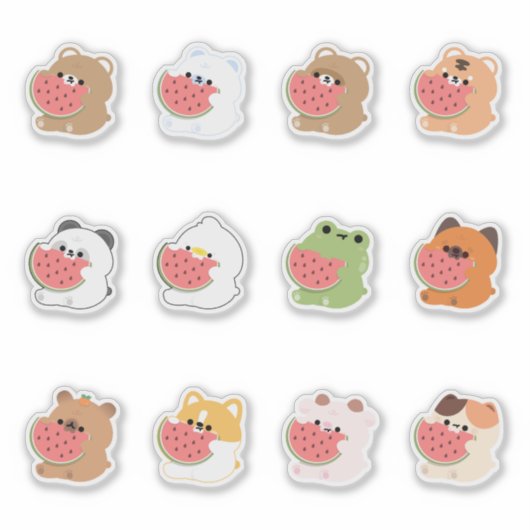 Chonky Animals Watermelon Aufkleber (Vorderseite)