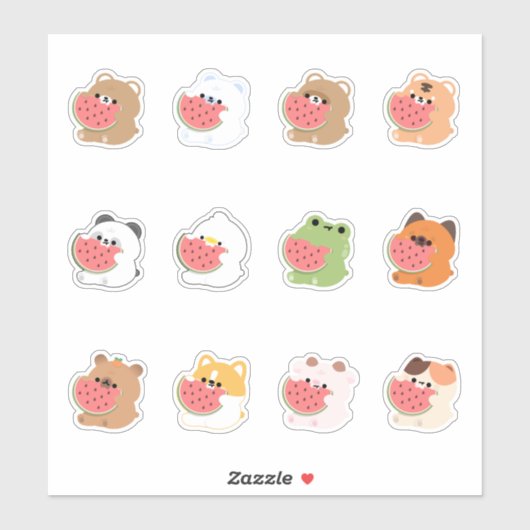 Chonky Animals Watermelon Aufkleber (Blatt)