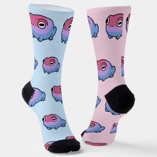 Chonky Bisexueller Frosch Queer Socken | Cute Bi P (Gewinkelt)