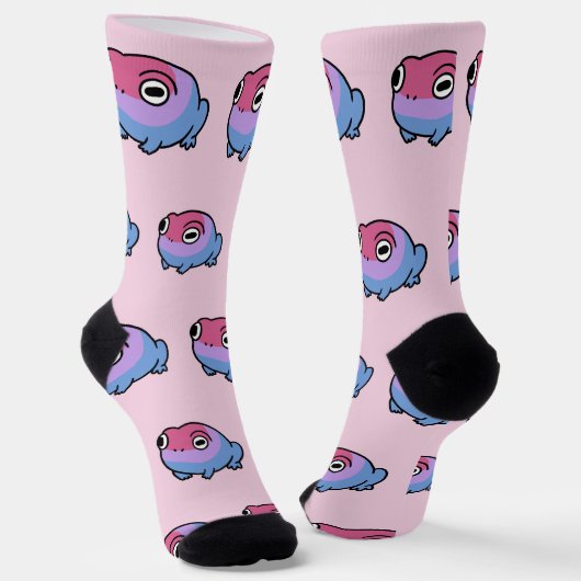 Chonky Bisexueller Frosch Queere Socken | Cute Bi  (Gewinkelt)