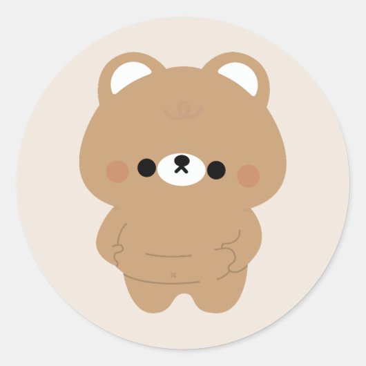 Chonky Brown Bär Runder Aufkleber (Vorderseite)