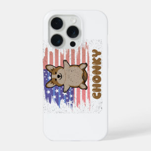 Chonky Corgi Patriotische USA-Flagge Lustiges Hund iPhone 15 Pro Hülle