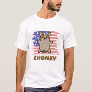 Chonky Corgi Patriotische USA-Flagge Lustiges Hund T-Shirt