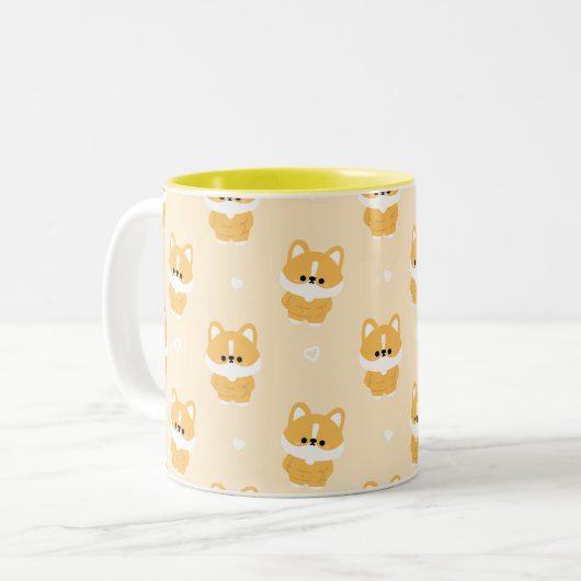Chonky Corgi Zweifarbige Tasse (Vorderseite Links)