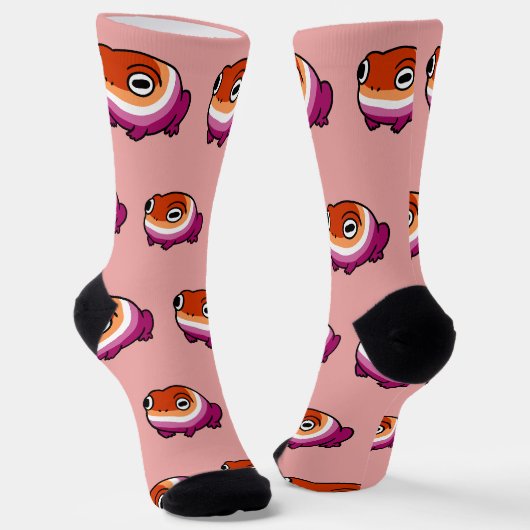 Chonky Lesbian Frosch Pride Socken | Süße WLW Quee (Gewinkelt)