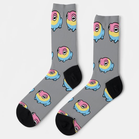 Chonky Pansexual Frog Pride Socks | Cute Pan Pride Socken (Linkes Detail)